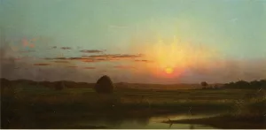 Sunset over the Marsh by Martin Johnson Heade - Oil Painting Reproduction