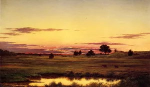 Sunset, Rhode Island by Martin Johnson Heade Oil Painting