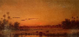 Sunset with Group of Palms painting by Martin Johnson Heade