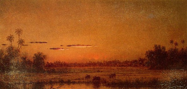 Sunset with Group of Palms by Martin Johnson Heade - Hand-Painted Oil Painting Reproduction