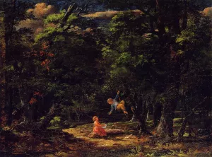 The Swing: Children in the Woods by Martin Johnson Heade - Oil Painting Reproduction