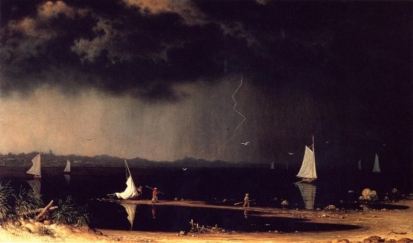 Main Product Photo of Thunder Storm on Narragansett Bay Painting by Martin Johnson Heade