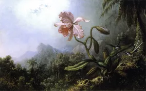 Two Hummingbirds with an Orchid painting by Martin Johnson Heade
