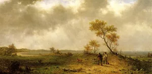 Two Hunters in a Landscape by Martin Johnson Heade - Oil Painting Reproduction