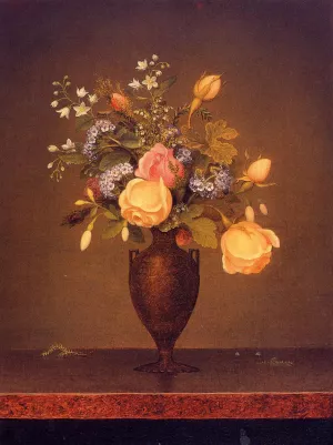 Wildflowers in a Brown Vase by Martin Johnson Heade Oil Painting