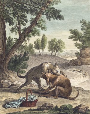 Le chien qui porte a son cou le diner de son maitre by Martin Marvie Oil Painting