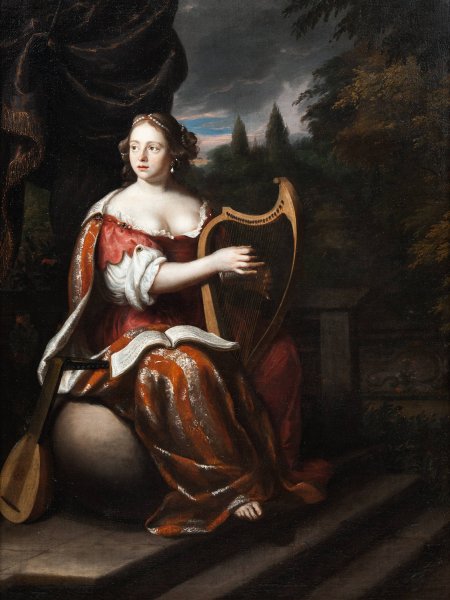 Main Product Photo of A Lady Playing the Harp Painting by Martin Mytens
