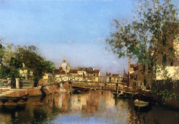 Main Product Photo of A Canal Near the Isle of Giudecca, Il Redentore in the Distance Painting by Martin Rico y Ortega