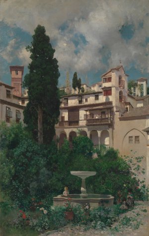A Spanish Garden by Martin Rico y Ortega Oil Painting