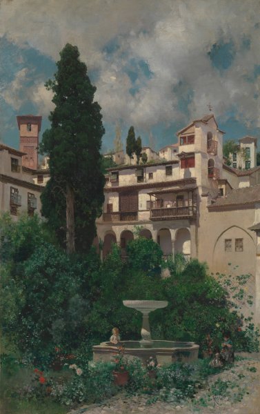 Main Product Photo of A Spanish Garden  Painting by Martin Rico y Ortega