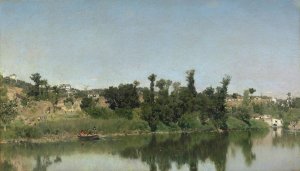 At the edge of the water by Martin Rico y Ortega Oil Painting
