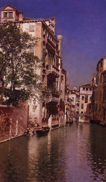 Canal San Giovane by Martin Rico y Ortega - Hand-Painted Oil Painting Reproduction