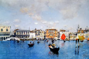 La Riva Degli Schiavoni Dal Bacino Di San Marco by Martin Rico y Ortega Oil Painting