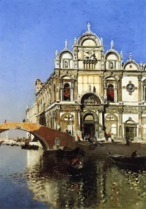Scoula Grandi di San Marco and Campo San Giovanni e Paolo, Venice by Martin Rico y Ortega Oil Painting