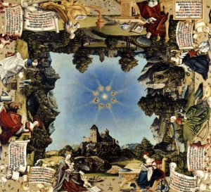 Painted tabletop for Erasmus Stedelin by Martin Schaffner Oil Painting