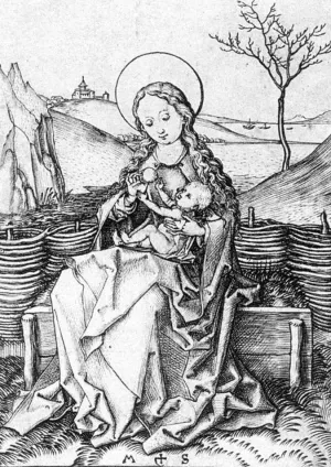 Madonna on the Turf Bench painting by Martin Schongauer