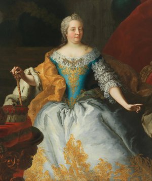 Portrait Of The Empress Maria Theresia, Queen Of Hungary And Bohemia, With The Bohemian And The Archducal Crown by Martin Van Meytens Oil Painting