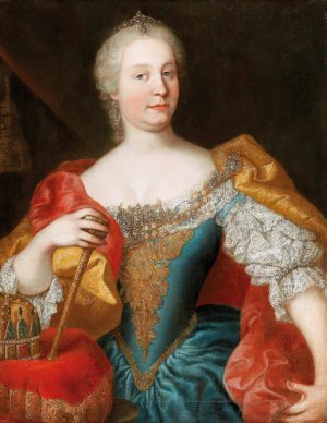 Portrait Of The Empress Maria Theresia, Queen Of Hungary And Bohemia, With The Hungarian Crown by Martin Van Meytens Oil Painting