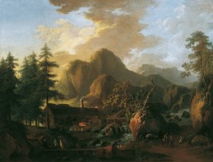 Landschaft mit Hammerwerk by Martin Von Molitor Oil Painting