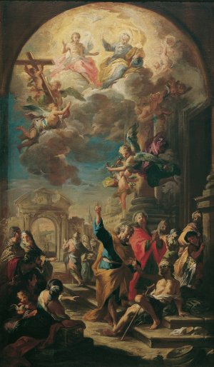 Die Apostel Petrus und Johannes heilen einen by Martino Altomonte Oil Painting