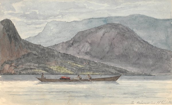 Main Product Photo of Fjordlandskab med robad  Painting by Martinus Rorbye