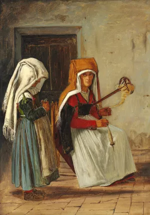 Huslig scene i Cervara by Martinus Rorbye Oil Painting