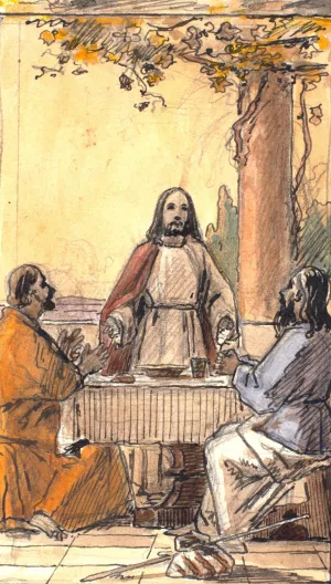 Kristus og de to disciple i Emmaus Oil painting by Martinus Rorbye