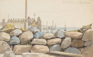 Kystlandskab med store sten i forgrunden by Martinus Rorbye Oil Painting