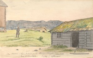Landskab med bondegarde by Martinus Rorbye Oil Painting