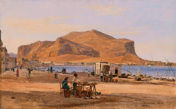 Main Product Photo of Palermo Harbor with a View of Monte Pellegrino  Painting by Martinus Rorbye