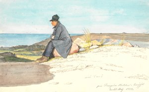 Siddende mand i Bangsbo bakker, Vendsyssel, 22. maj 1833 by Martinus Rorbye Oil Painting