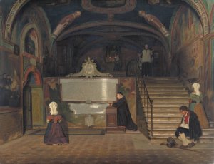The Crypt in the Monastry of San Benedetto in Subiaco, Italy by Martinus Rorbye Oil Painting