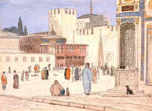 The Square in Front of Bab-i-Humayan in Constantinople by Martinus Rorbye Oil Painting