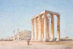 The Temple of Zeus by Martinus Rorbye Oil Painting