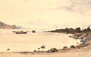 Udsigt mod Vesuv fra Procida by Martinus Rorbye Oil Painting