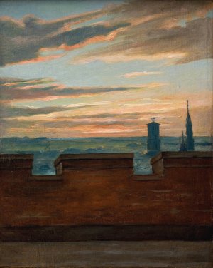 View of Copenhagen at Sunset by Martinus Rorbye Oil Painting