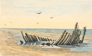 Wreck on the beach Nordstranden, sank on the 9th of May 1832 by Martinus Rorbye Oil Painting