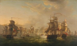 Clash of the Dutch and British Fleets during the Passage of the Dutch Flotilla to Boulogne by Martinus Schouman Oil Painting
