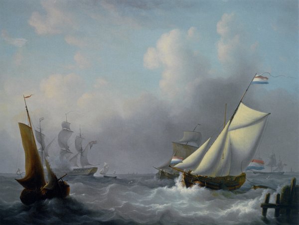 Sailing in Choppy Waters by Martinus Schouman - Hand-Painted Oil Painting Reproduction