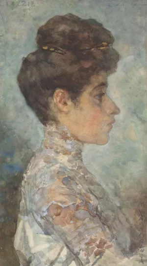 Portret van Lizzy, in profiel naar rechts by Martinus Van Andringa Oil Painting