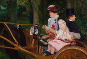A Woman and a Girl Driving by Mary Cassatt Oil Painting