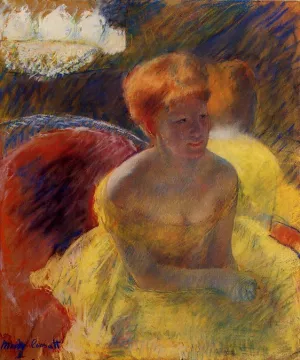 At the Theater also known as Lydia Cassatt Leaning on Her Arms, Seated in a Loge by Mary Cassatt - Oil Painting Reproduction