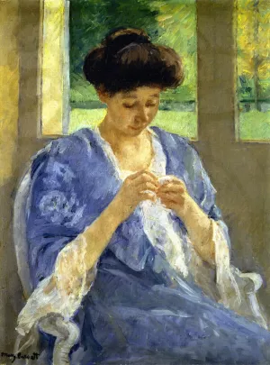 Augusta Sewing Before a Window painting by Mary Cassatt