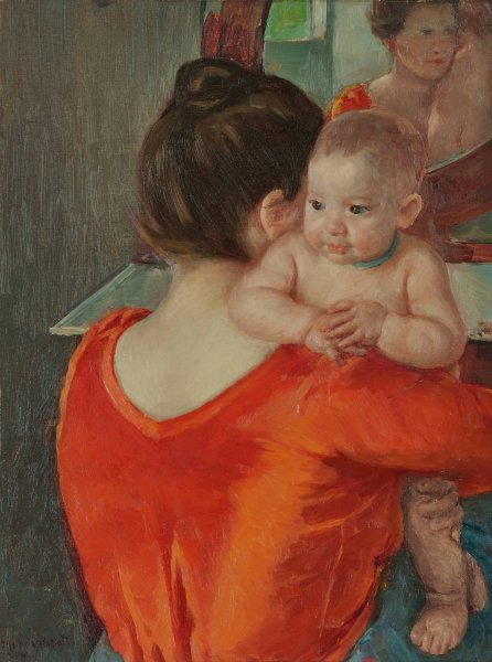 Main Product Photo of Baby Charles Looking Over His Mother's Shoulder Painting by Mary Cassatt
