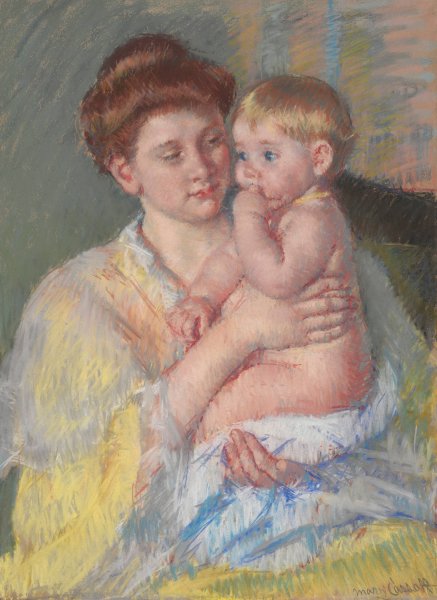 Main Product Photo of Baby John with Forefinger in His Mouth  Painting by Mary Cassatt