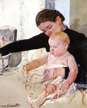 Bathing the Young Heir by Mary Cassatt - Oil Painting Reproduction