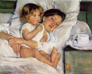 Breakfast in Bed by Mary Cassatt - Oil Painting Reproduction