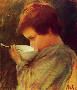 Child Drinking Milk by Mary Cassatt Oil Painting