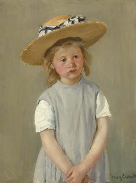 Child in a Straw Hat  by Mary Cassatt - Hand-Painted Oil Painting Reproduction