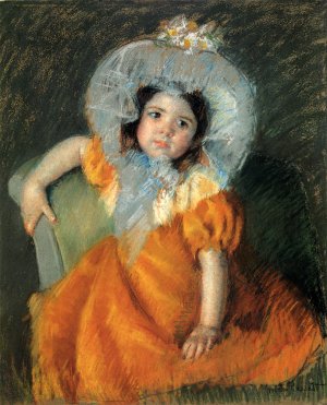 Child In Orange Dress by Mary Cassatt Oil Painting